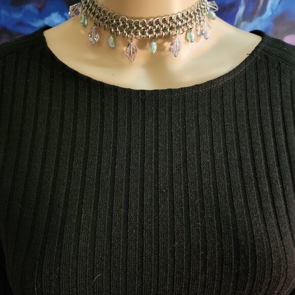 NWOT-Mango Size L, scoop neck, sweater dress, Black striped, long sleeve - Picture 11 of 12